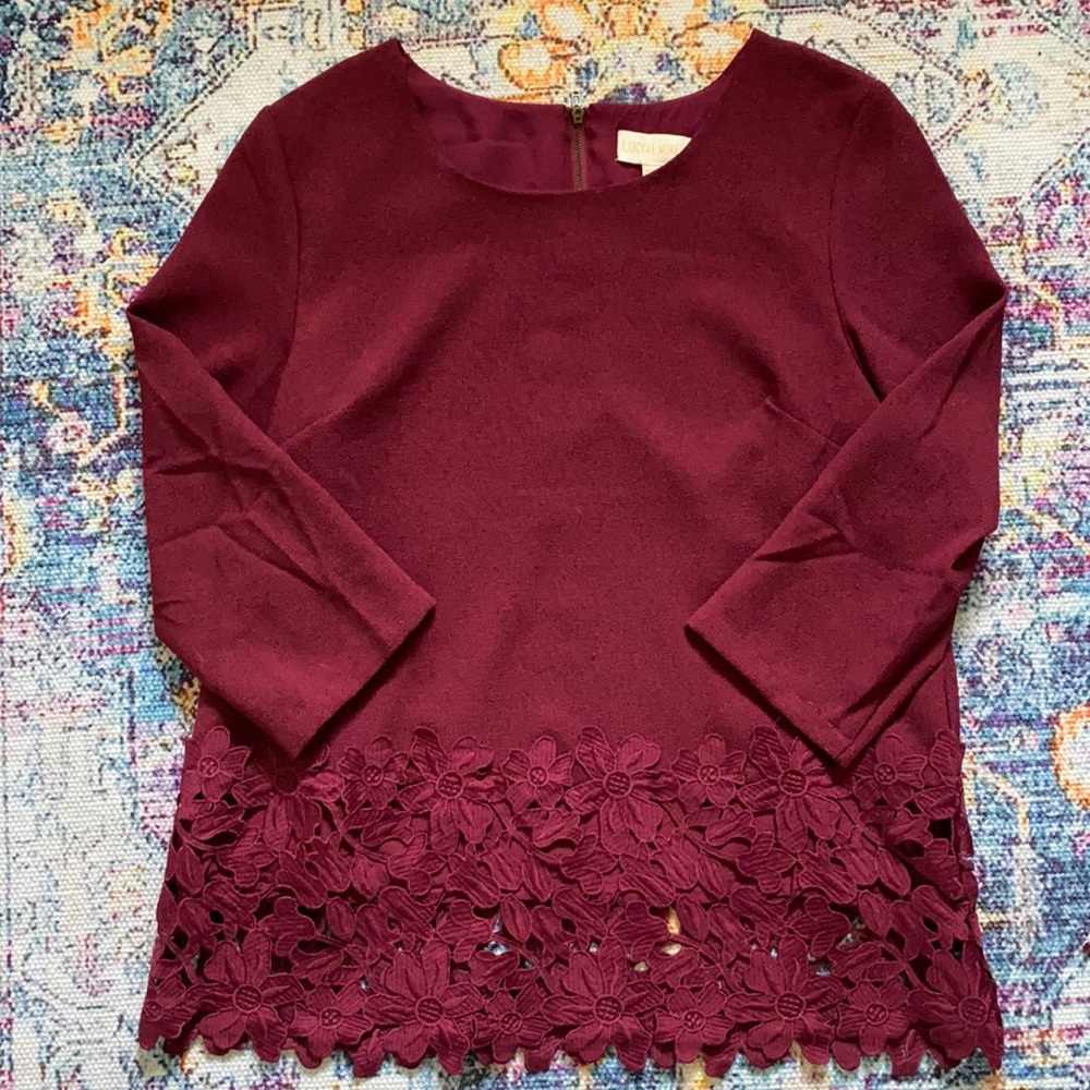 Maroon Floral Lace Top